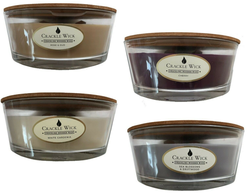 Crackle Wick Large Scented Candle In Glass Jar 485g 9 x 19cm