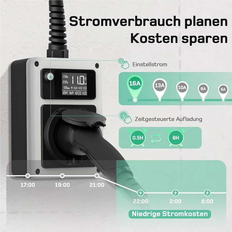 11kW EV Mobile Wallbox CEE Ladekabel 16A Typ 2 für Elektroauto und Hybrid WIFI - Bild 4 von 4