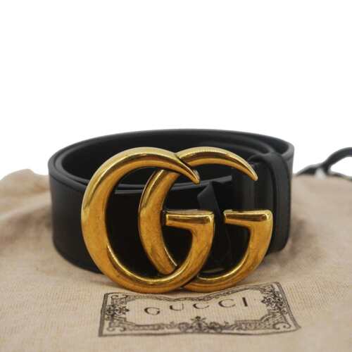 GUCCI Double G Marmont Buckle Smooth Leather Belt Black 400593 - Picture 3 of 9