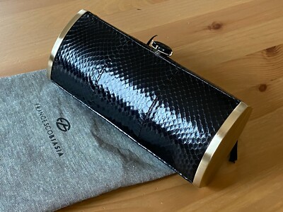 Francesco Biasia Clutch Damen Tasche Schwarz Leder Ledertasche 10007-14