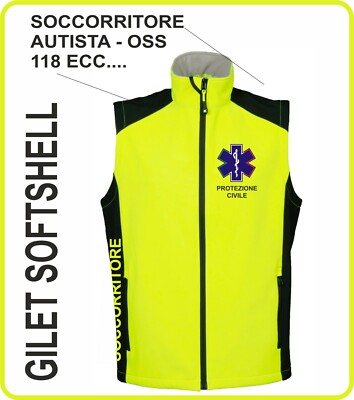 Gilet fluo soft shell Volontariato Protezione Civile scritte