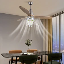 52" 3 Blades Indoor Control Remote Ceiling Fan with LED Light w/ Remote Control