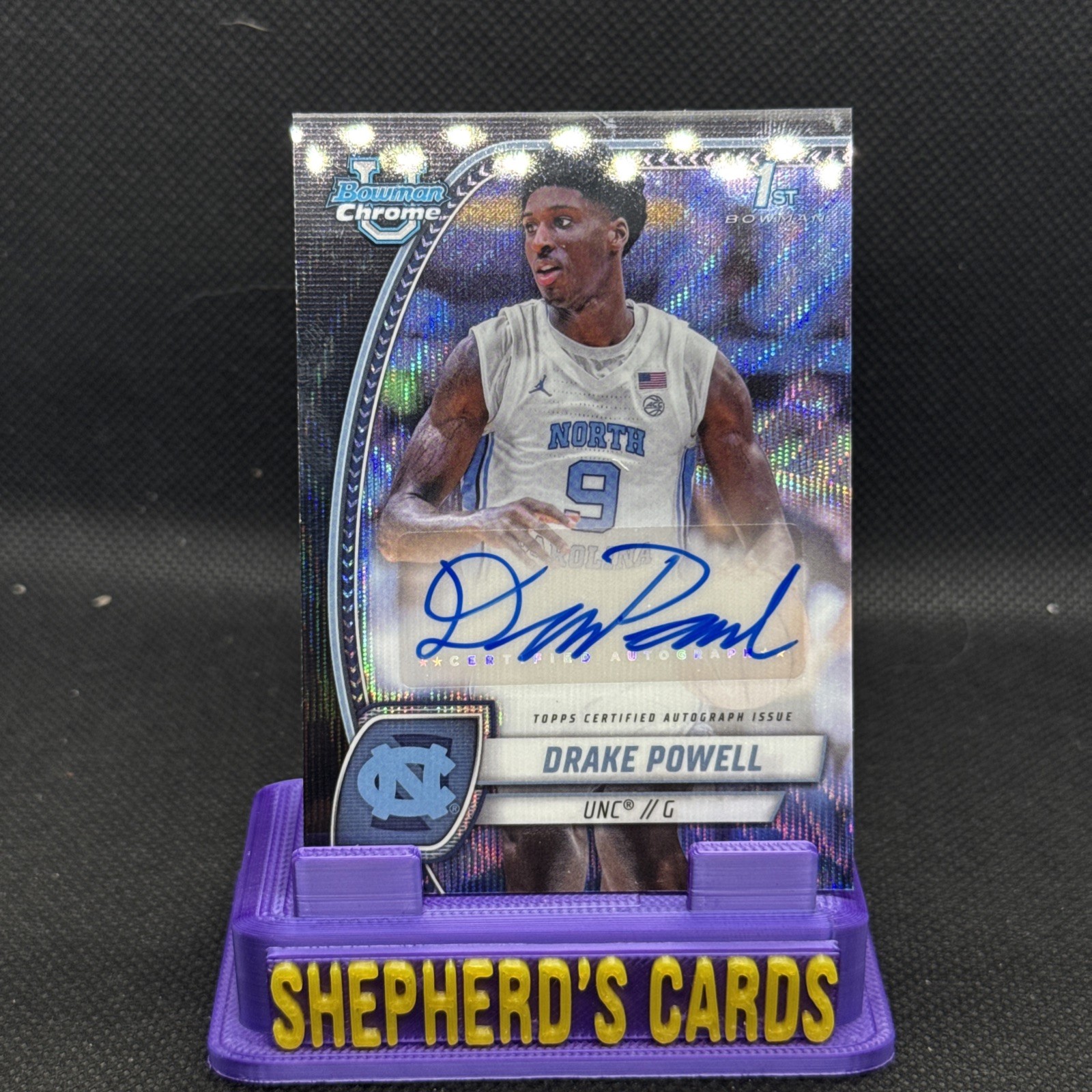2024-25 Bowman Chrome U Drake Powell 1st Bowman Black Wave Autograph ☄️☄️🔥UNC