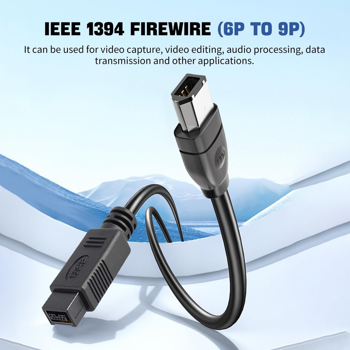 6ft 9 Pin To 6 Pin High Speed Firewire Cable 800 To 400 IEEE 1394