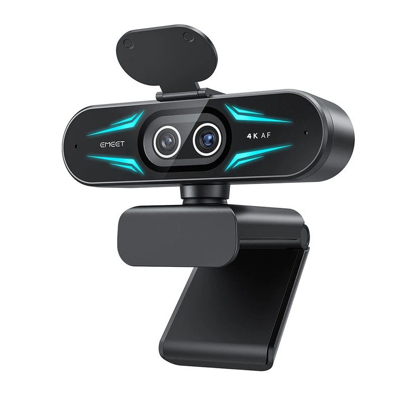 EMEET C60E 4K Webcam 1080P 60fps Dual Camera USB Streaming RGB Light Remote