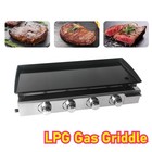 LPG Gas Griddle Plancha BBQ Burger Grill Cooking Portable Hotplate 4 Burners New