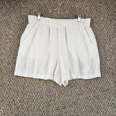Talbots Nantucket Linen Shorts Womens Sz Large Pull On Paperbag White