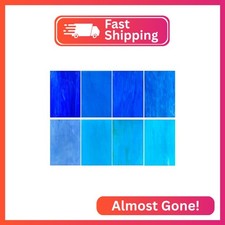 LITMIND 8 Sheets Blue Stained Glass Variety Pack, 4 x 6 Inch Mosaic Tiles for Cr