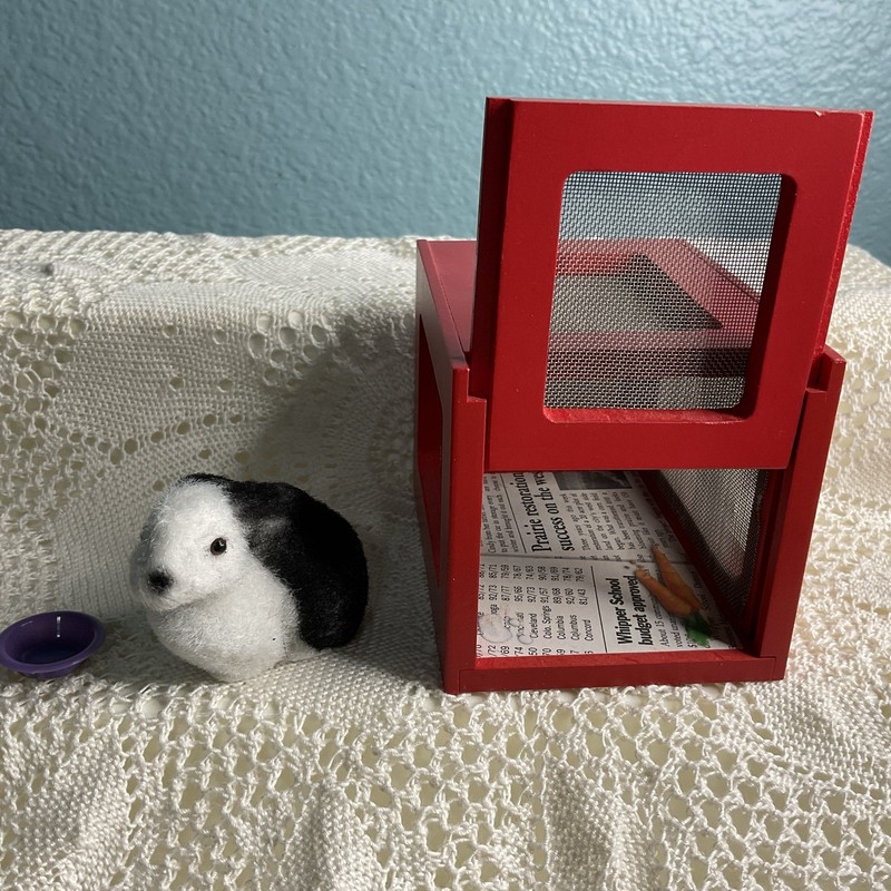 Pleasant Company / American Girl Baxter The Bunny And Red Cage, Food Bowl