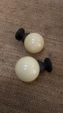 Pair Of Small Art Deco Butter Yellow Ceiling Sphere Globe Glass Ceiling Lights