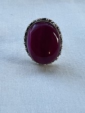 Pink Banded Agate In 925 Sterling Silver Ring - Size 7