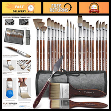 25pcs Professional Paint Brush Set - 9 Shapes for Acrylic, Oil, Watercolor Pal