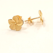 Orecchini fiore satinato oro giallo 18kt grammi 2,00
