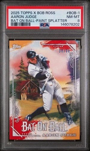 2025 Topps X Bob Ross B.O.B. - #BOB-1 Aaron Judge Paint Splatter /99 - PSA 8
