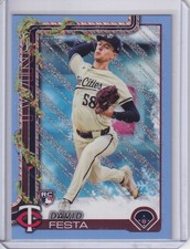 DAVID FESTA 2025 Topps Holiday LIGHT BLUE & WHITE GLITTER Rookie RC #H78 - TWINS