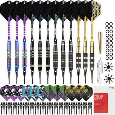CyeeLife Dartpfeile mit kunststoffspitze,12 Stück Premium Softdarts Set
