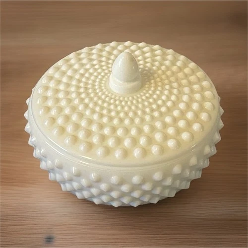 Vintage Fenton Hobnail White Milk Glass With Lidded Candy Dish