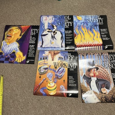 Set Of 5  1996 Detroit Edison safety posters Note Toaster One Is Shorter READ