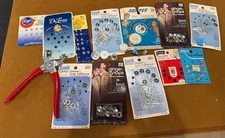 Vintage Snap Fastener Tool With Snap Fasteners, Button Covers Lot