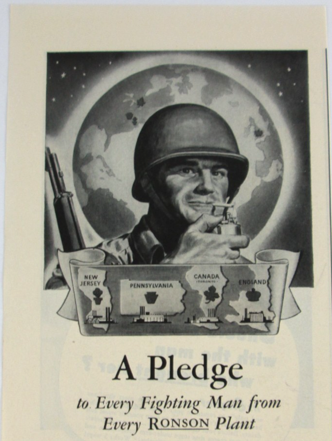 To Inform Poster Vintage 1943 Ronson Lighter Print Ad A Pledge To Every Fighting Man | eBay