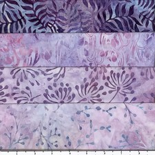 Lot of 4 1 Yard Cuts 100 Cotton Quilting Batik Fabric Blue Purple 197C