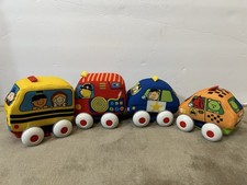 Melissa  Doug K  s Kids Soft Pull Back And Go Trucks Cars Vehicles EUC