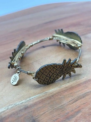 Gebrauchter Bourbon & Fliege goldfarben Ananas Armreif Armband