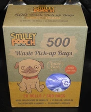 Smiley Pooch 500 BAGS 20 ROLLS 25 Bags Each Baggies Pet Waste Station Poop New