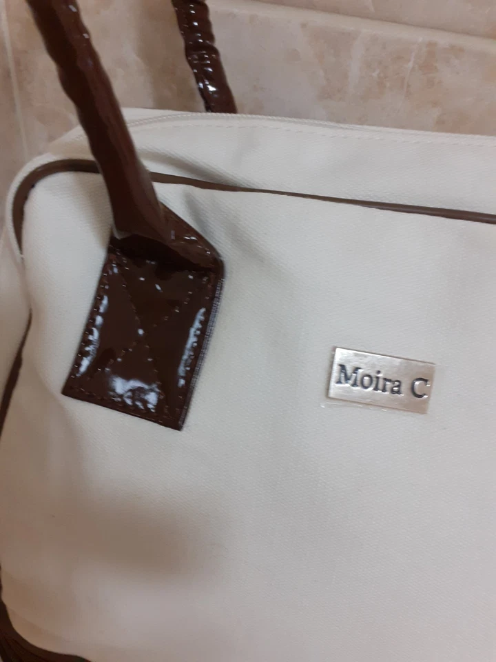 NEW MOIRA C HAND BAG SET MAIN BAG &CROSSBODY BAG. OFF WHITE COLOUR BRIWN TRIM. - Image 3 of 4