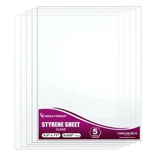 Clear Polystyrene Flexible Plastic Board Sheet 8.5" x 11" .020 Thick  Ideal f...