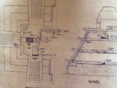 VINTAGE BLUEPRINT PROJECTED FOR WALT DISNEY WORLD EPCOT~MEHANICALROOM 401 ~ 1981