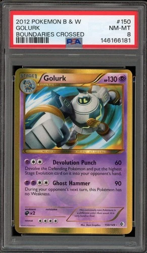 Pokemon Golurk Boundaries Crossed Holo Secret Rare #150 PSA 8