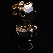 Men Cufflinks Golden Square Diamond Studded Shirt Sleeve Studs 1 Pair Cuff Links