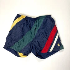 Vintage Nautica Mens Swim Trunks Striped Sz M Lined Drawstring Colorblock Retro