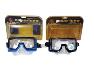 Vintage Pair 1997 U.S. Divers Aqualung Mask Jacques-Yves Cousteau Tempered Glass