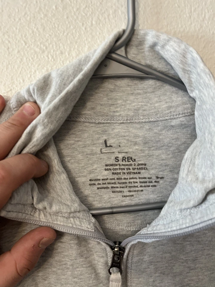 Chaqueta para mujer LL Bean gris algodón spandex cremallera completa cuello falso talla S REG 272009 Foto 2 de 4