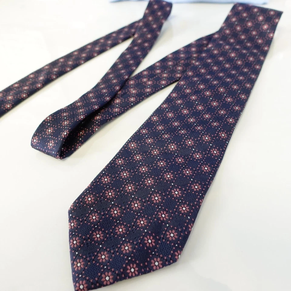 Corbata para el Cuello Hombres Azul Marino Floral Seda Rosa Margarita Traje Boho Informal Genial DUKE MADISON Foto 4 de 4