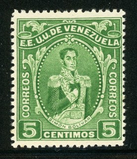 Venezuela MLH Selections: Scott #256 5c Yellow Green SIMON BOLIVAR CV$37