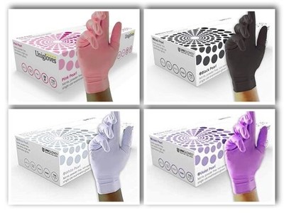 Uniglove Nitrile Disposable Gloves White, Pink, Violet, Black Pearl  100-1000