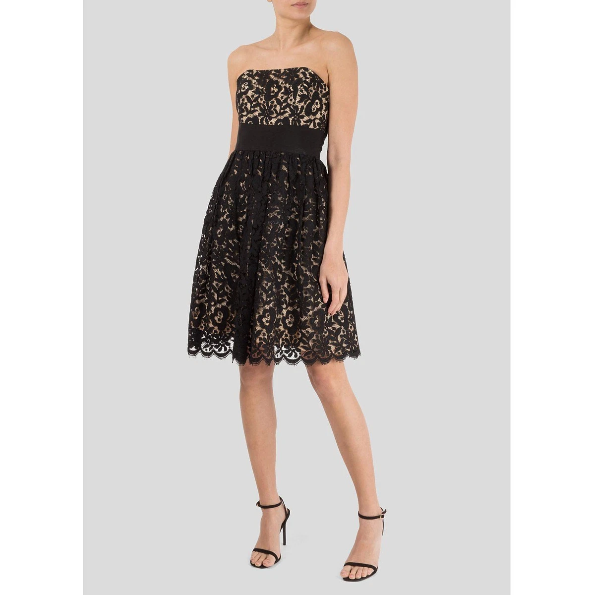 milly floral embroidered mesh strapless midi dress Simone Strapless Split Floral Midi Dress