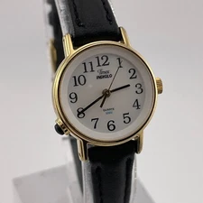 Timex Easy Reader Watch Womens Indiglo Vintage 23mm Case Black Leather Band