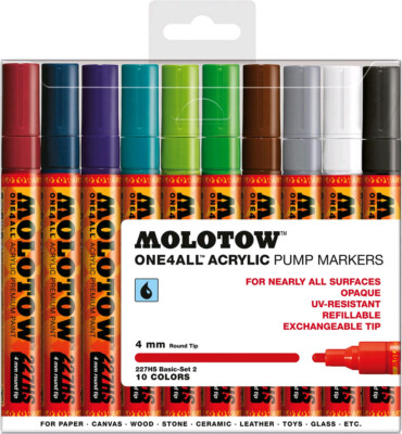 Molotow One4All 227 HS 10 Basic Main Set 1 Kit Paint Marker Pens