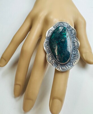 Beautiful Handmade Native American Tawney Willie SS Adjustable Turquoise Ring