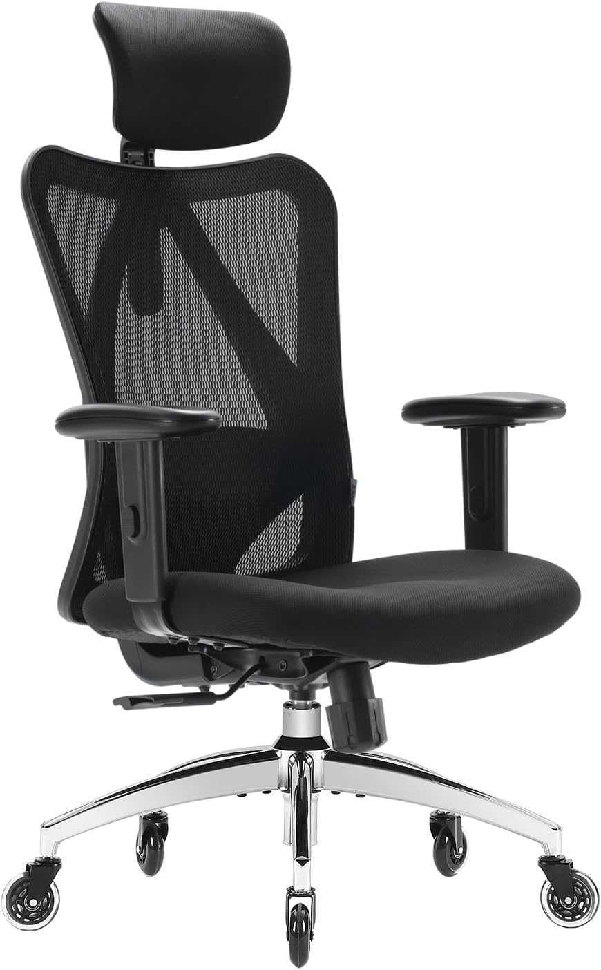 Ergonomic Office Chair, Mesh Computer Desk Chair with Adjustable Sponge Lumbar S-image