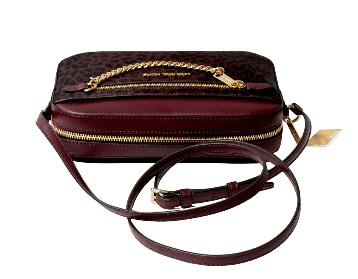 MICHAEL KORS JET SET ITEM CHAIN CROSSBODY BAG OXBLOOD MULTI EXOTIC