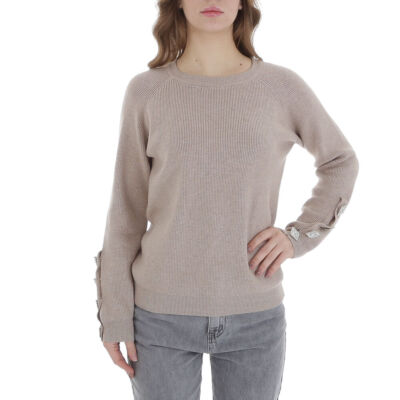 Damen Stretch Strass Pullover 7581 Ital-design In Beige