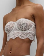Else Women's Ivory Monique Strapless Geometric Lace Bra Size 34B