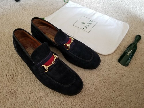 BLUE SUEDE HORSEBIT LOAFERS size 