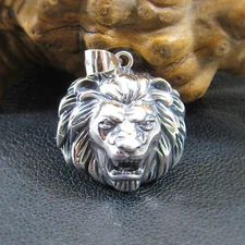 Solid 925 Sterling Silver Lion Head Face Pendant, Spirit Animal Totem Jewelry