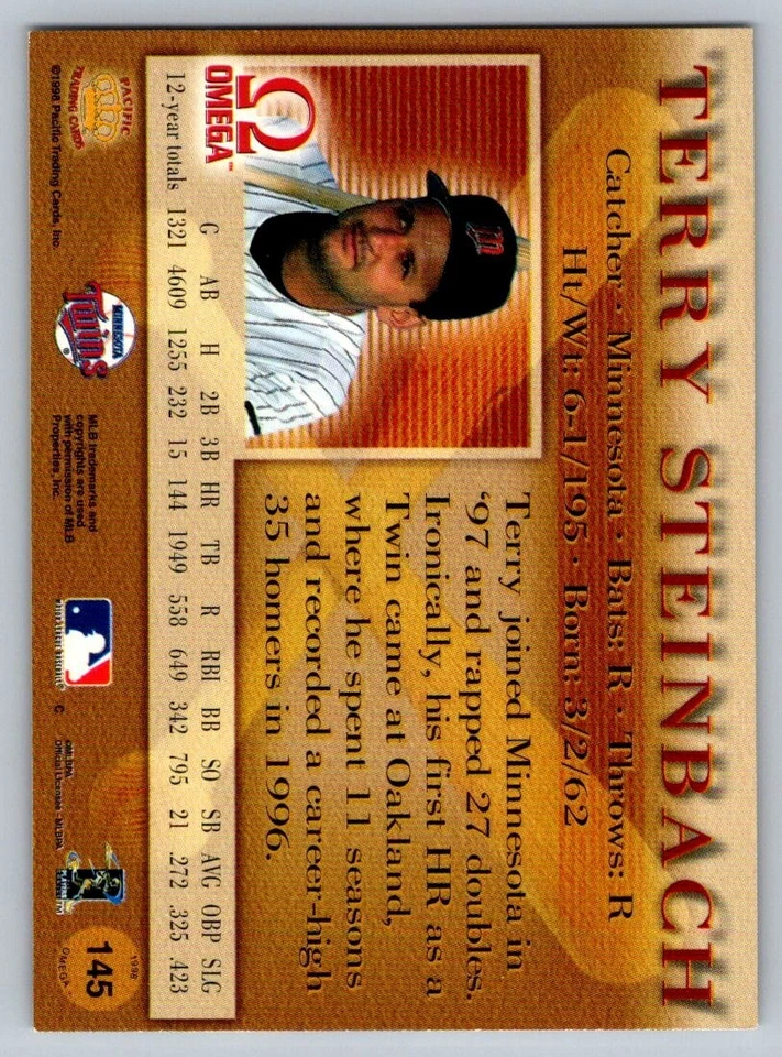 1998 Pacific Omega - Terry Steinbach #145 - Image 2 of 2